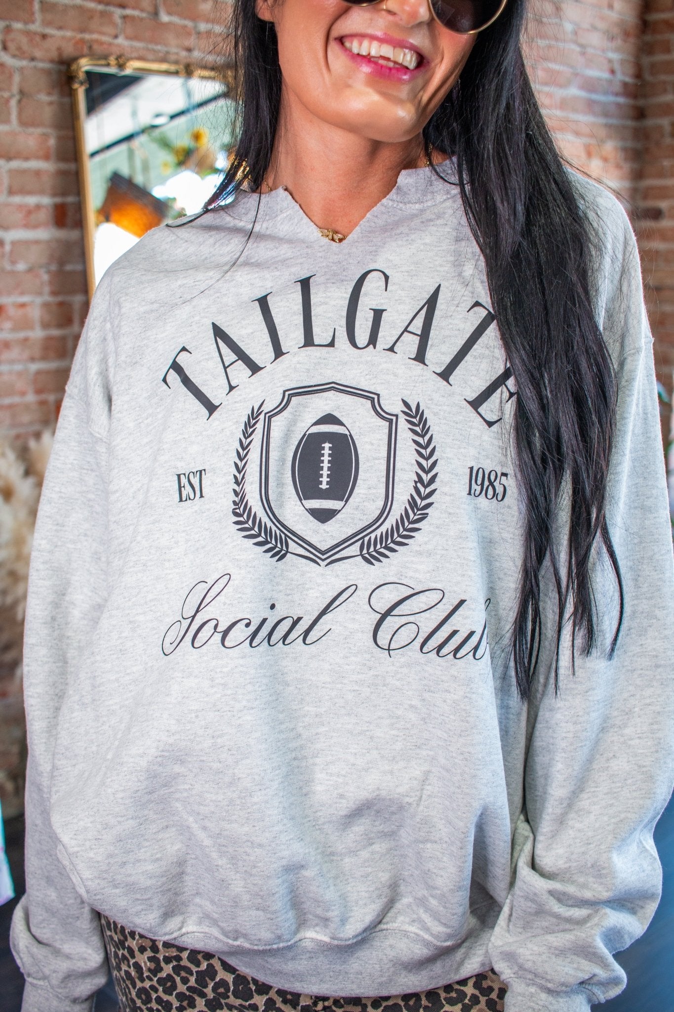 Tailgate Social Club V-Neck Sweatshirt | Game Day Pullover - Southern Chic Tees & Boutique