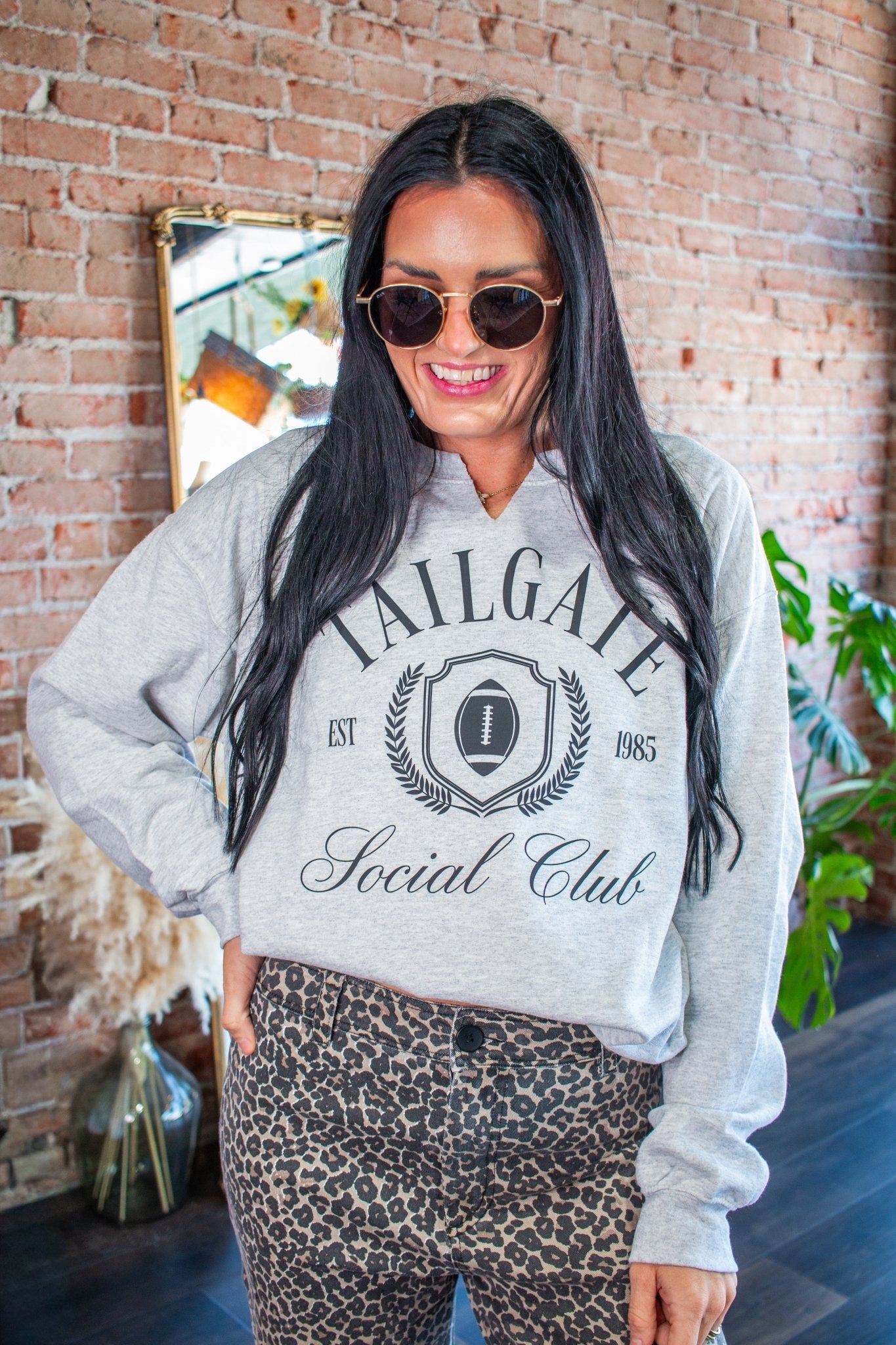 Tailgate Social Club V-Neck Sweatshirt | Game Day Pullover - Southern Chic Tees & Boutique