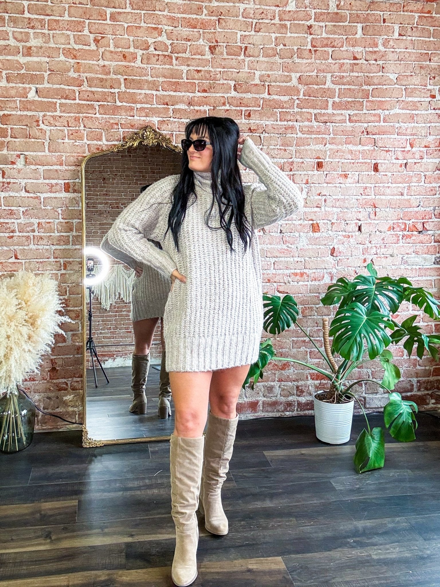 Tan Chunky Knit Sweater Dress - Southern Chic Tees & Boutique