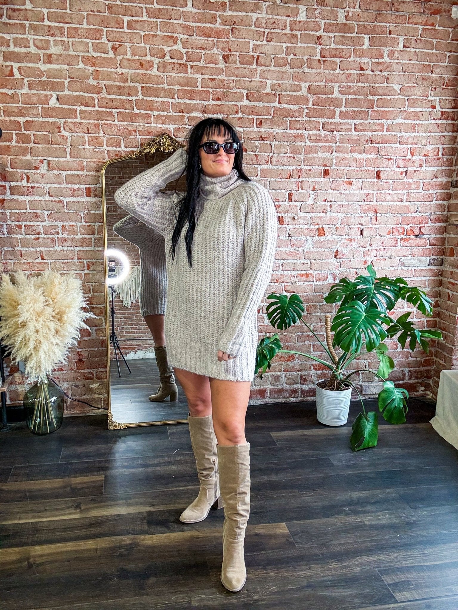 Tan Chunky Knit Sweater Dress - Southern Chic Tees & Boutique