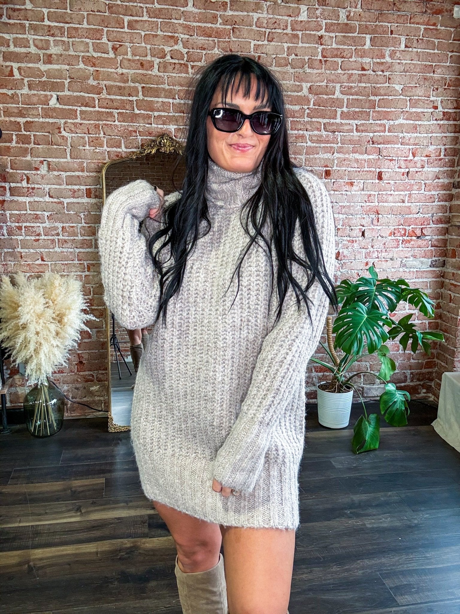 Tan Chunky Knit Sweater Dress - Southern Chic Tees & Boutique