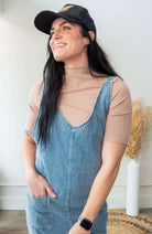 Taupe Mock Neck Fitted Top - Southern Chic Tees & Boutique