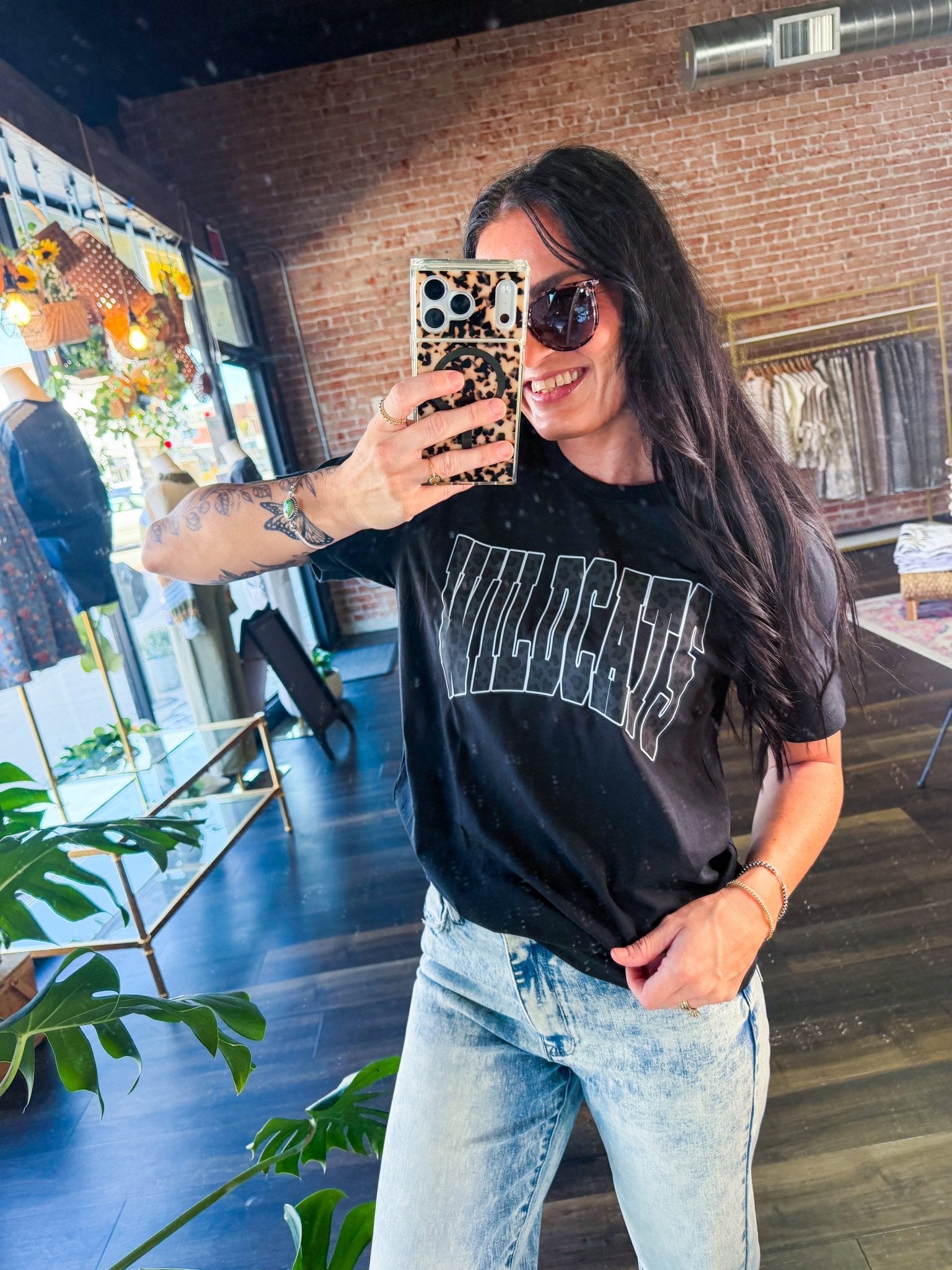 The Midnight Wildcat | Leopard Print Graphic Tee - Southern Chic Tees & Boutique
