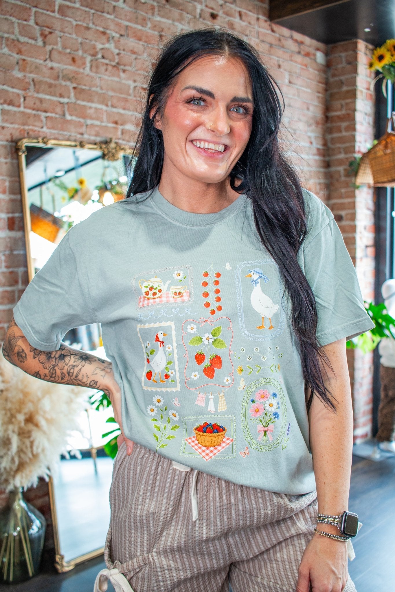 The Strawberry Goose Picnic Vintage Graphic Tee - Southern Chic Tees & Boutique