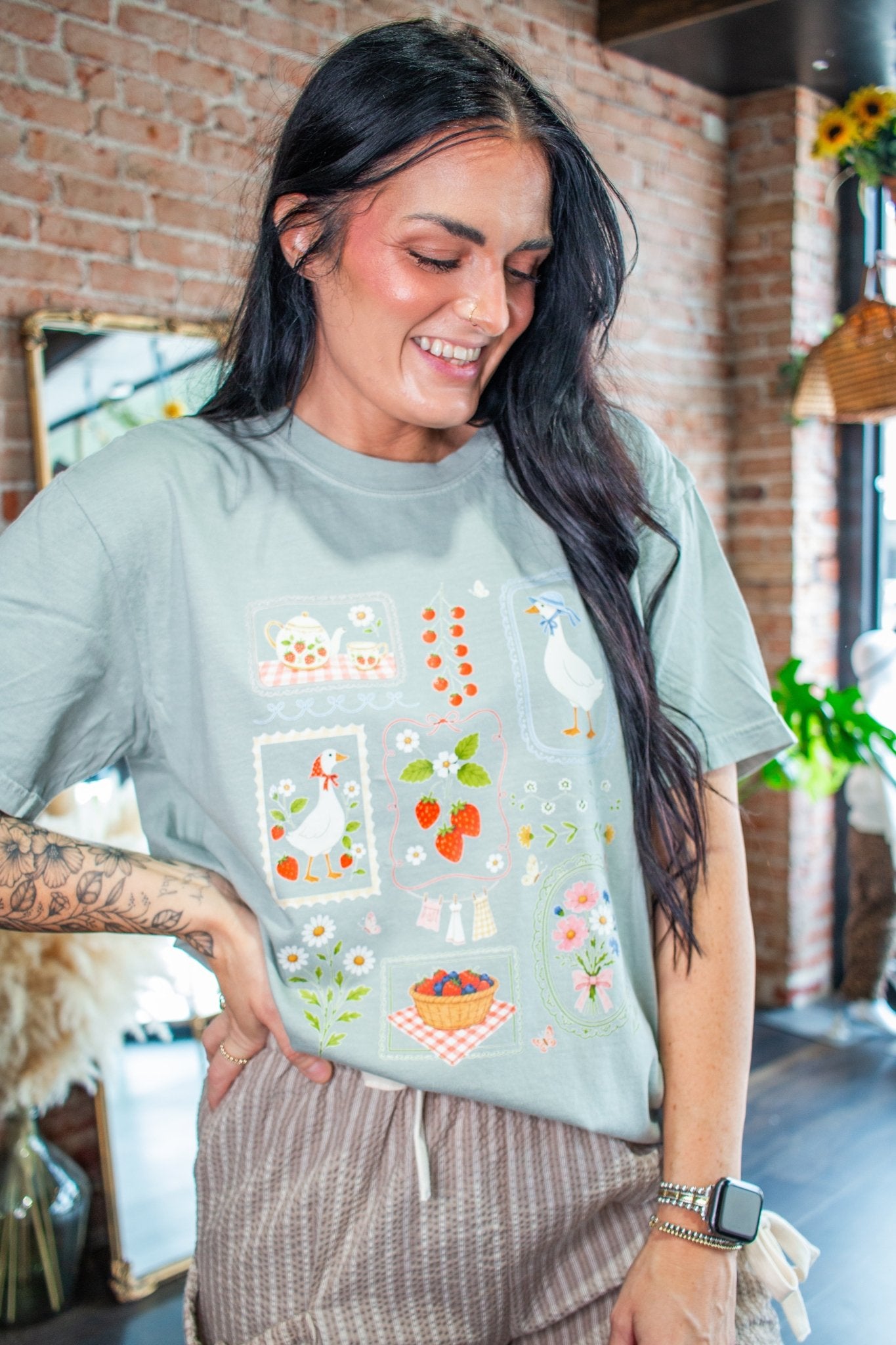 The Strawberry Goose Picnic Vintage Graphic Tee - Southern Chic Tees & Boutique