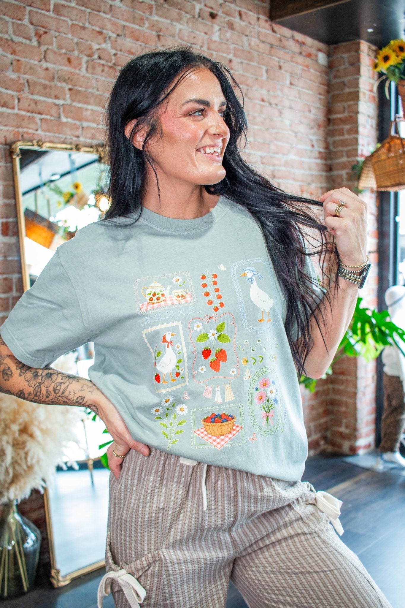 The Strawberry Goose Picnic Vintage Graphic Tee - Southern Chic Tees & Boutique