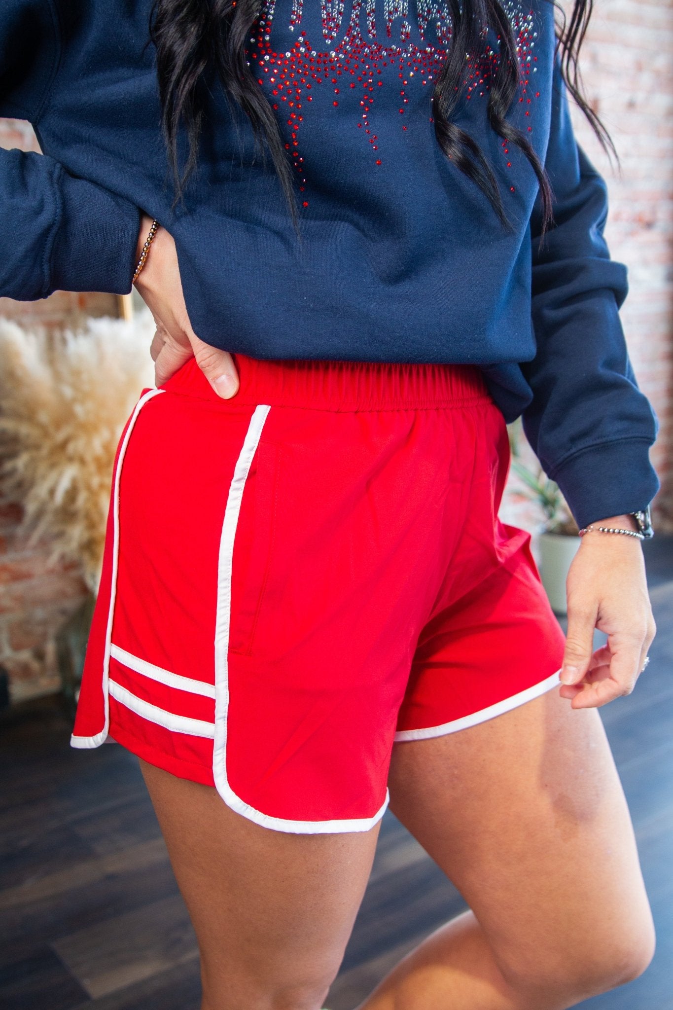 Tiger Recycled Butter Soft Active Shorts | Red - Southern Chic Tees & Boutique