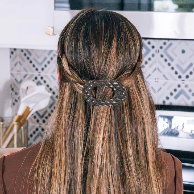 Truly Taupe Quilted Flat Round Teleties Clip - Southern Chic Tees & Boutique