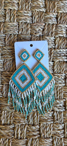 Turquoise Fringe Drop Earrings - Southern Chic Tees & Boutique