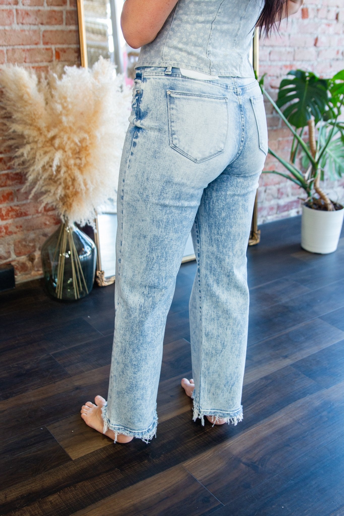 Ultra High - Rise Acid Wash Stretch Straight - Leg Jeans - Southern Chic Tees & Boutique