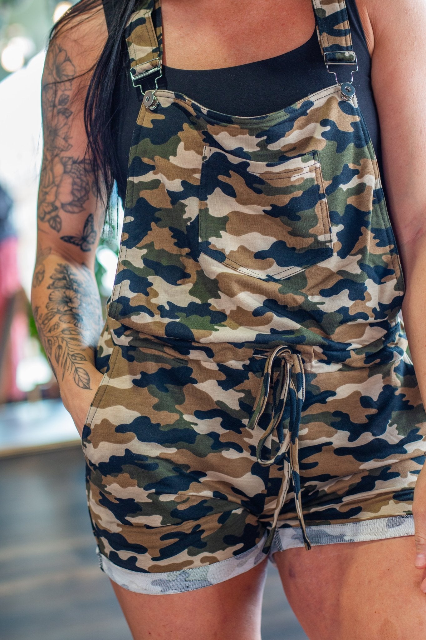 Urban Edge Camo Overall Shorts – Chic Utility Shortalls - Southern Chic Tees & Boutique