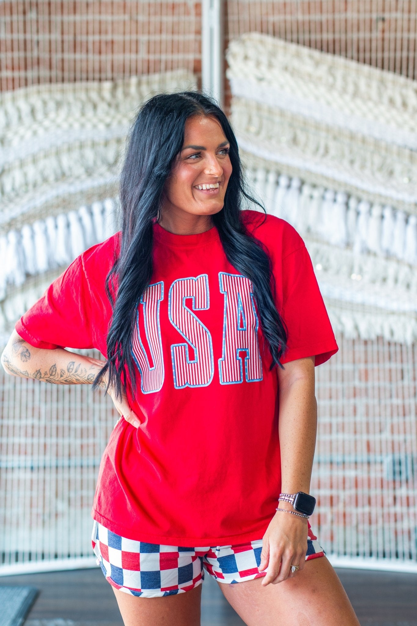 USA Vintage Patriotic Tee - Red Comfort Colors Heavyweight Cotton - Southern Chic Tees & Boutique