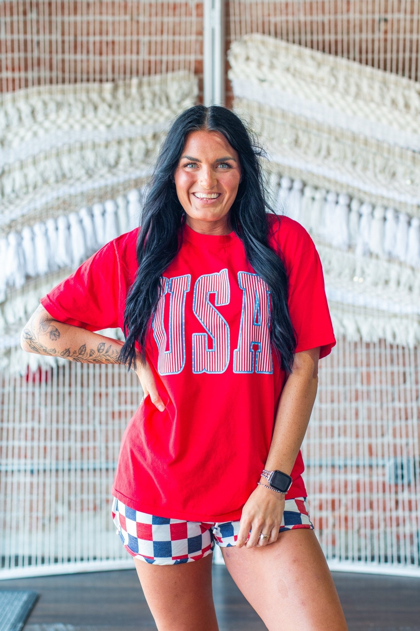 USA Vintage Patriotic Tee - Red Comfort Colors Heavyweight Cotton - Southern Chic Tees & Boutique