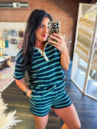 Varsity Stripe Knit Polo & Mini Shorts Set - Southern Chic Tees & Boutique