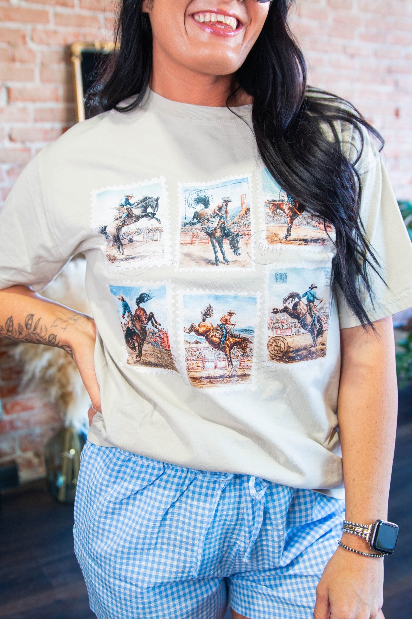 Vintage Rodeo Stamp Graphic Tee – Retro Western Cotton T-Shirt - Southern Chic Tees & Boutique