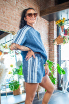 Washed Denim Side Lace Drawstring Shorts - Southern Chic Tees & Boutique