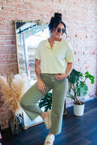 Washed Light Olive Wide Legs Jeans - Southern Chic Tees & Boutique