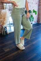 Washed Light Olive Wide Legs Jeans - Southern Chic Tees & Boutique