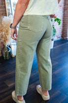 Washed Light Olive Wide Legs Jeans - Southern Chic Tees & Boutique