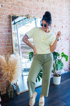 Washed Light Olive Wide Legs Jeans - Southern Chic Tees & Boutique
