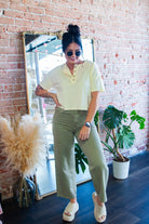 Washed Light Olive Wide Legs Jeans - Southern Chic Tees & Boutique