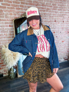 Western Stripe Corduroy Collar Denim Shacket - Southern Chic Tees & Boutique