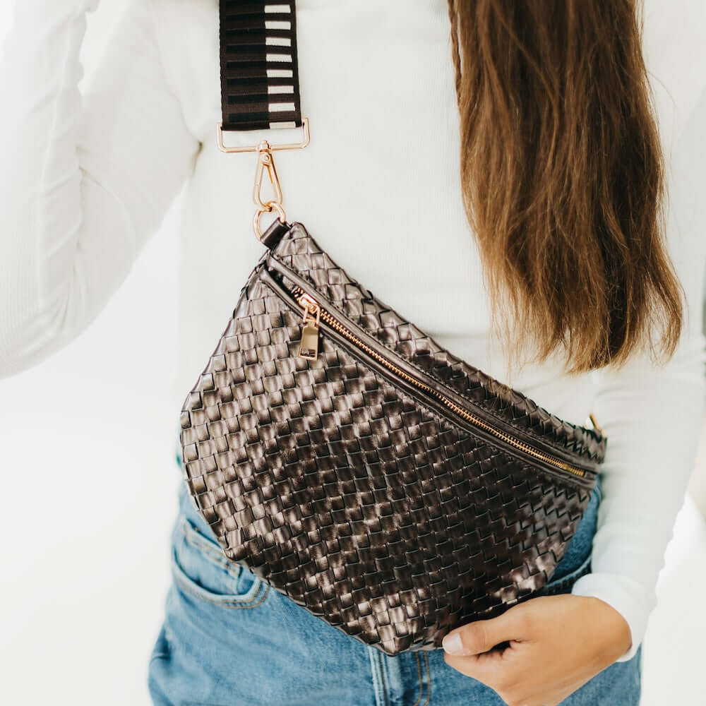 Westlyn Woven Bum Bag Metallic Gunmetal - Southern Chic Tees & Boutique