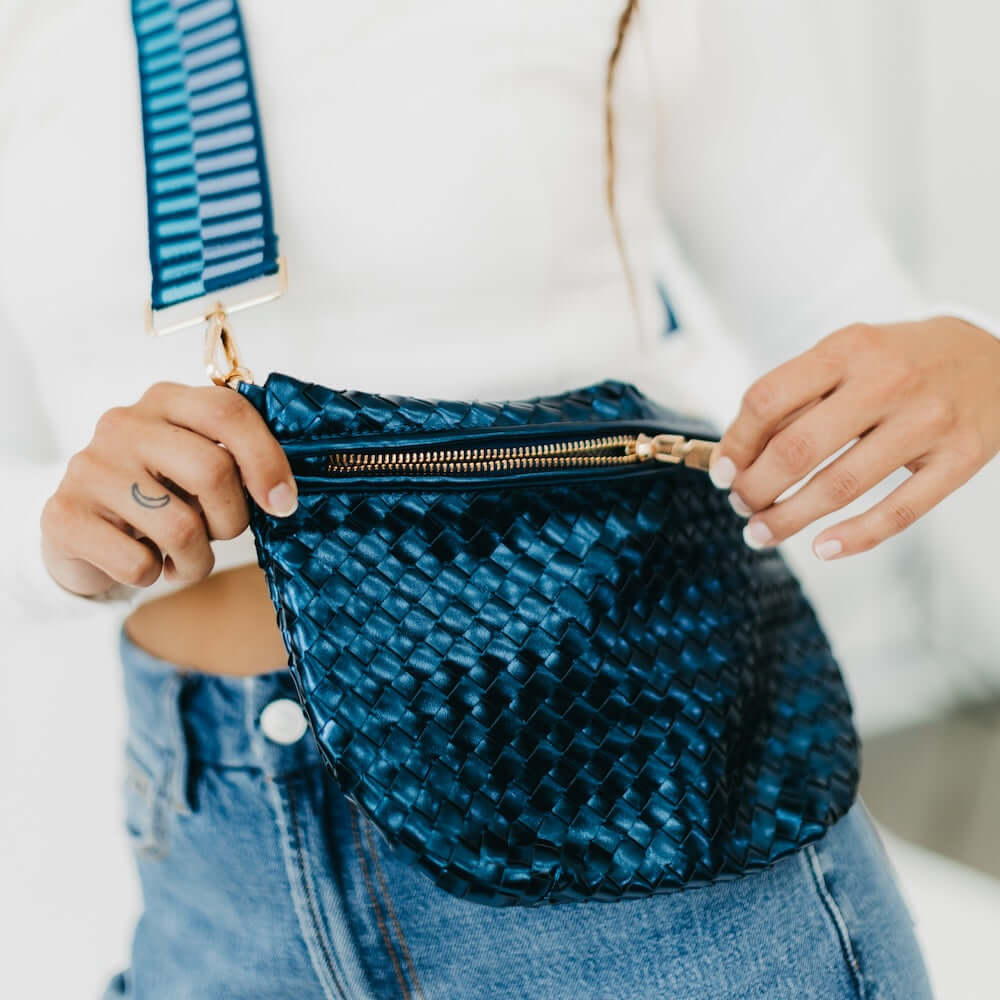 Westlyn Woven Bum Bag Metallic Navy - Southern Chic Tees & Boutique
