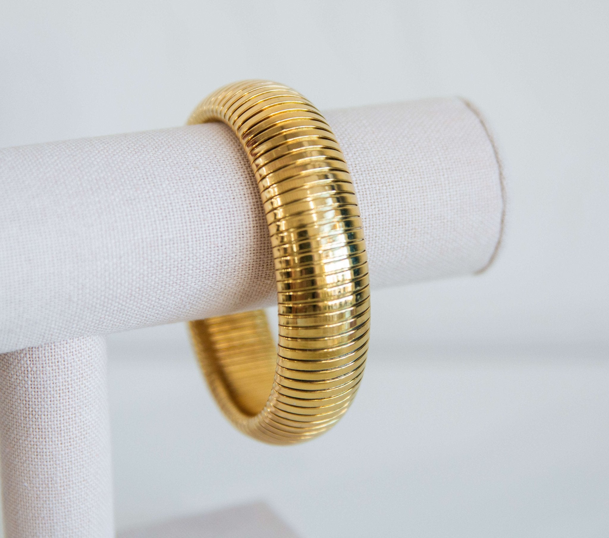 Wide Gold Stretch Bangle - Southern Chic Tees & Boutique