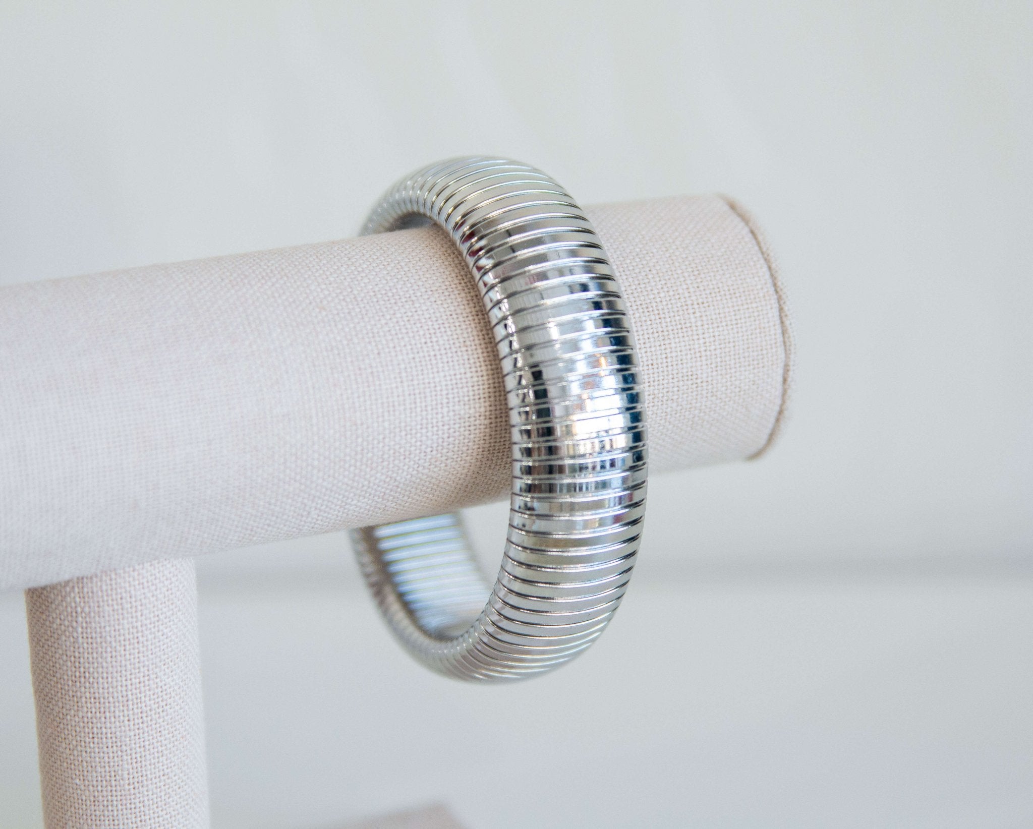 Wide Silver Stretch Bangle - Southern Chic Tees & Boutique