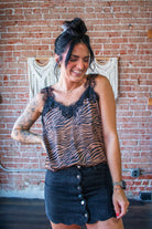 Wild Allure | Zebra Print Satin & Lace Statement Cami - Southern Chic Tees & Boutique