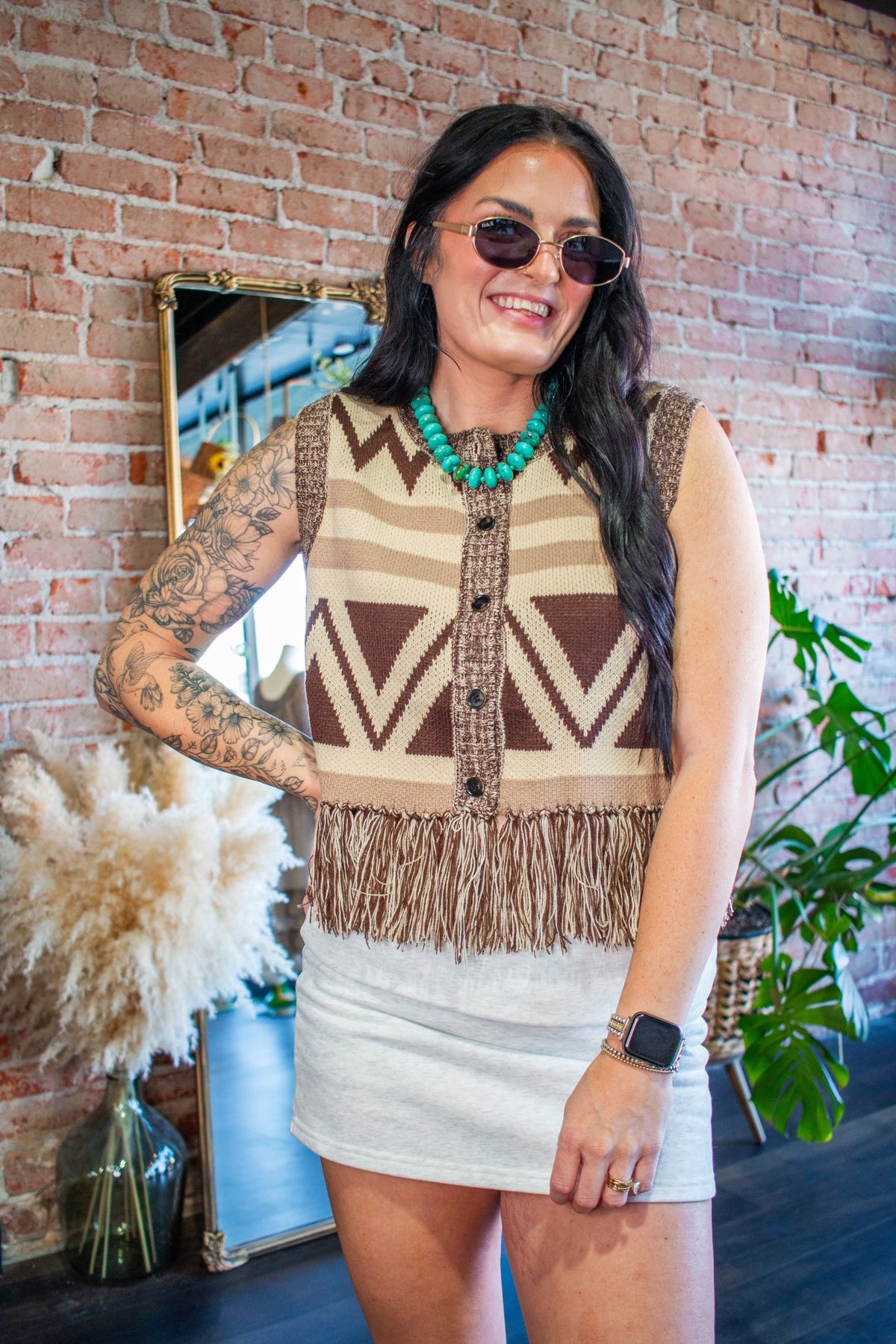 Wild West Boho Fringe Knit Sweater Vest - Southern Chic Tees & Boutique