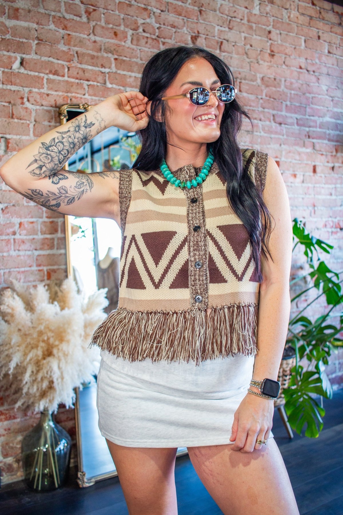 Wild West Boho Fringe Knit Sweater Vest - Southern Chic Tees & Boutique