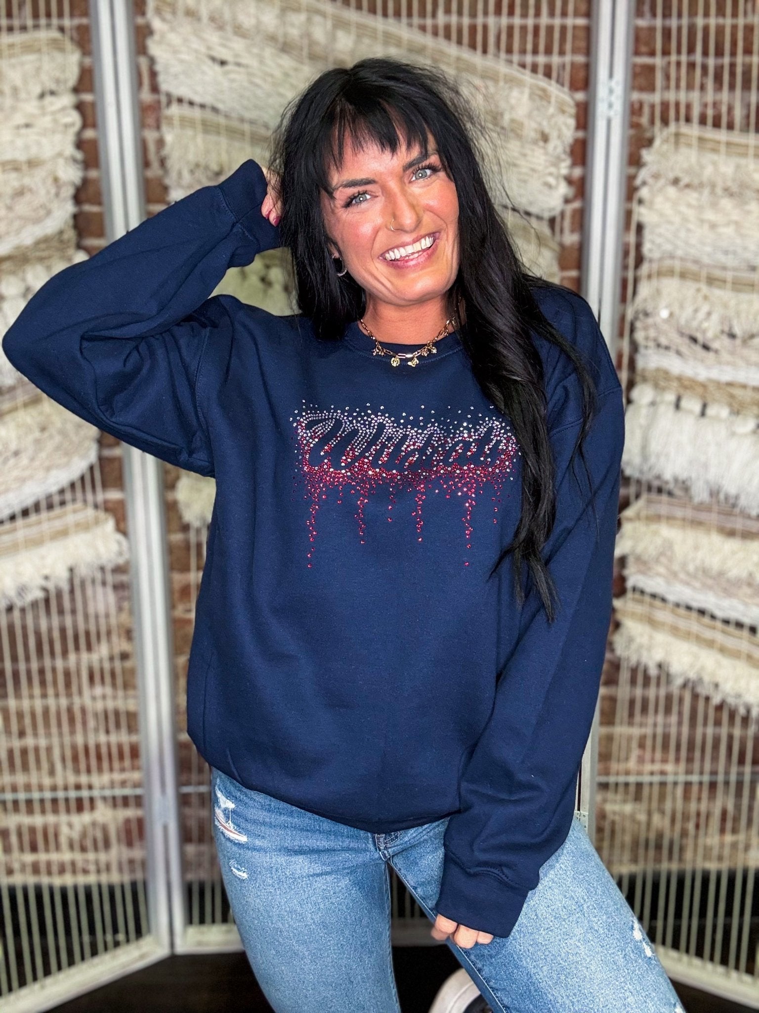 Wildcat Rhinestone Drip Sweatshirt - Southern Chic Tees & Boutique