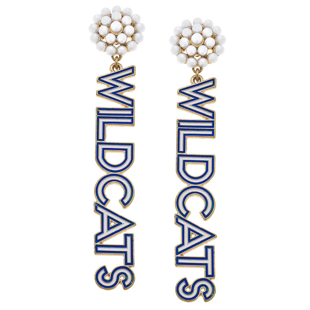 Wildcats Pearl Cluster Outline Enamel Drop Earrings - Southern Chic Tees & Boutique