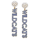 Wildcats Pearl Cluster Outline Enamel Drop Earrings - Southern Chic Tees & Boutique