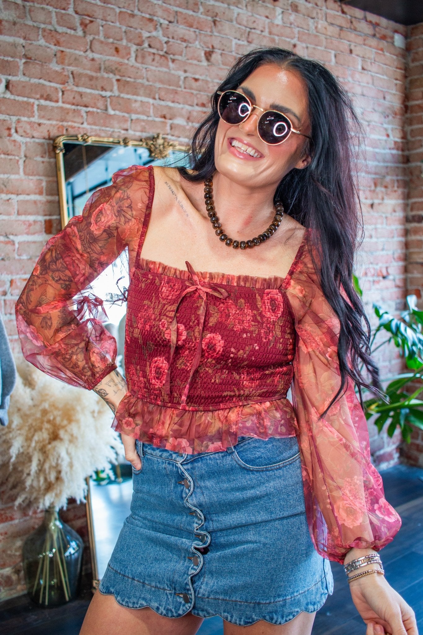 Wildflower Romance Smocked Floral Chiffon Blouse - Southern Chic Tees & Boutique