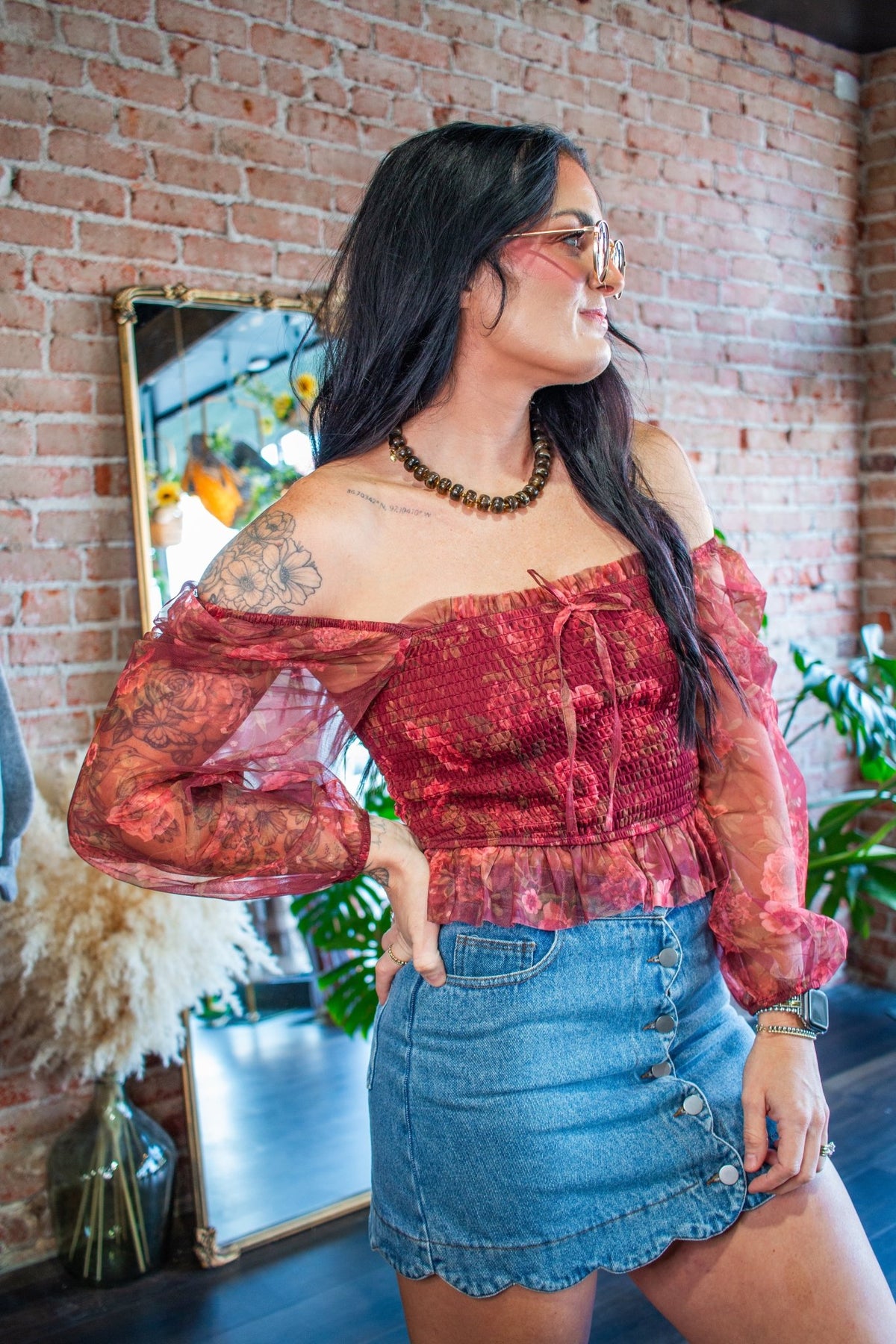 Wildflower Romance Smocked Floral Chiffon Blouse - Southern Chic Tees & Boutique