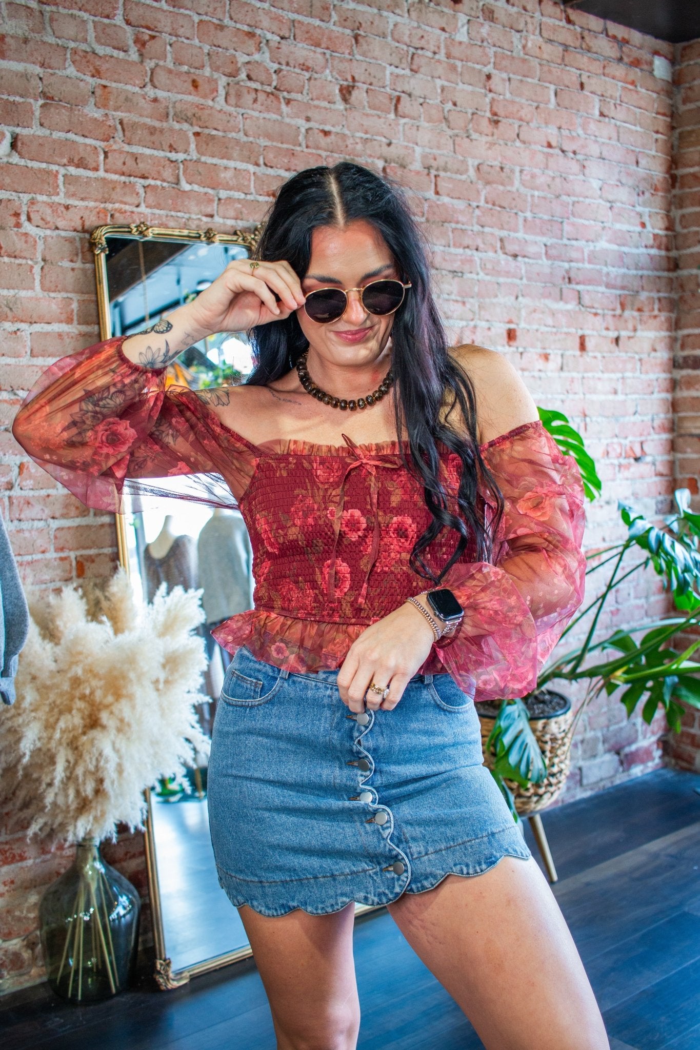 Wildflower Romance Smocked Floral Chiffon Blouse - Southern Chic Tees & Boutique
