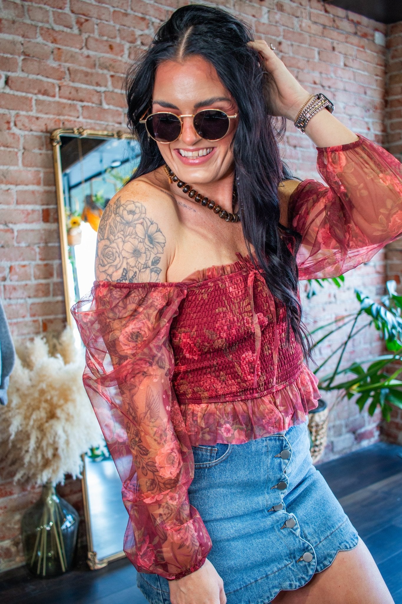 Wildflower Romance Smocked Floral Chiffon Blouse - Southern Chic Tees & Boutique