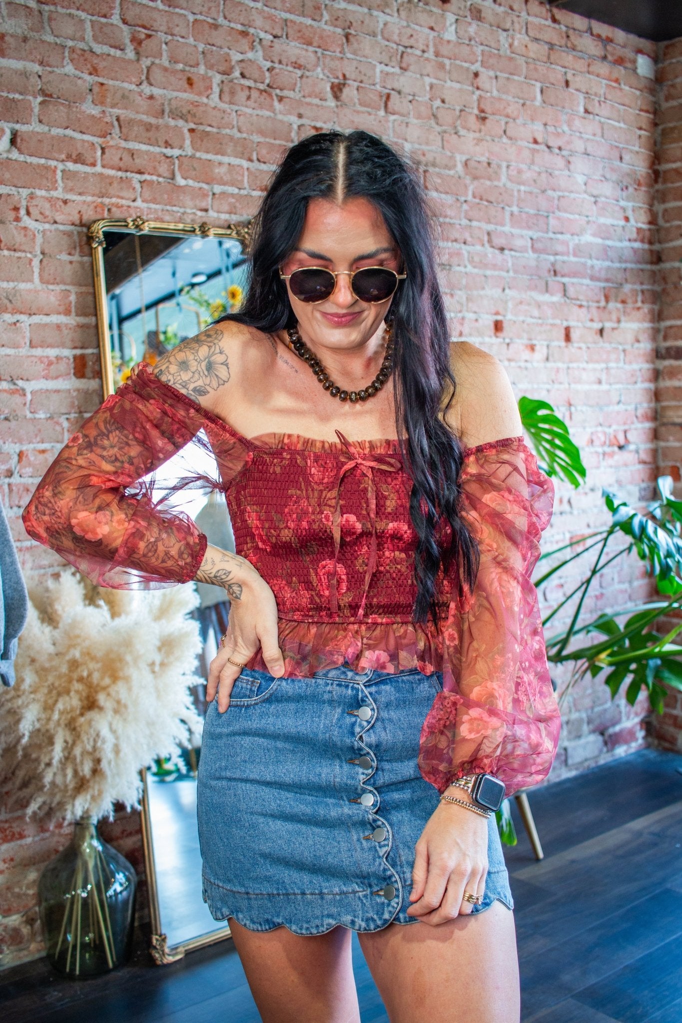 Wildflower Romance Smocked Floral Chiffon Blouse - Southern Chic Tees & Boutique