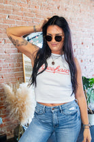 Yeehaw Rope Script Cropped Ribbed Racerback Tank - Southern Chic Tees & Boutique